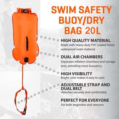 Πλωτήρας ασφαλείας 18L σημαδούρα κολύμβησης αδιάβροχη φουσκωτή ξηρή σακούλα για αθλητές τριαθλητών θαλάσσιων σπορ